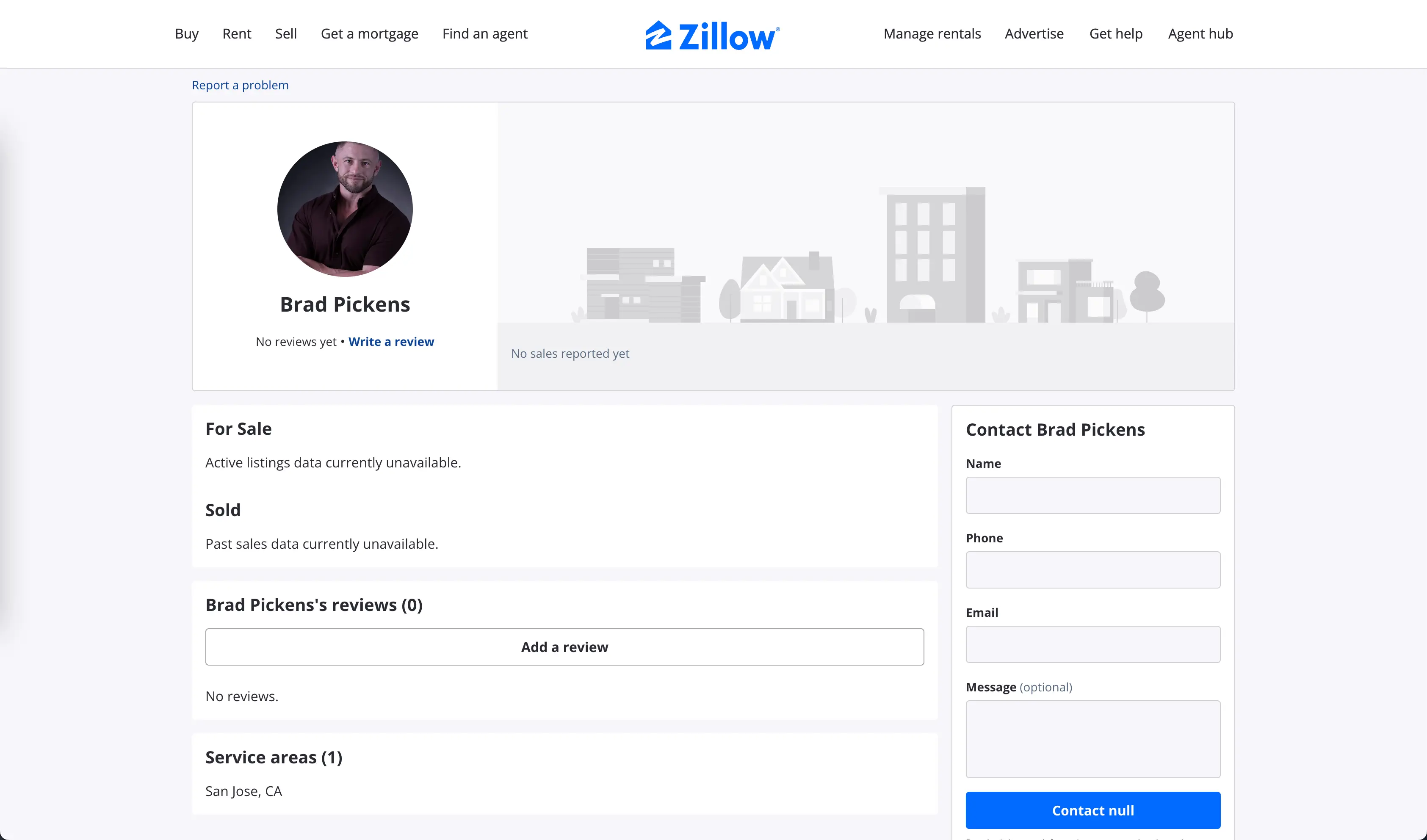 Empty Zillow-style profile